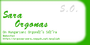 sara orgonas business card